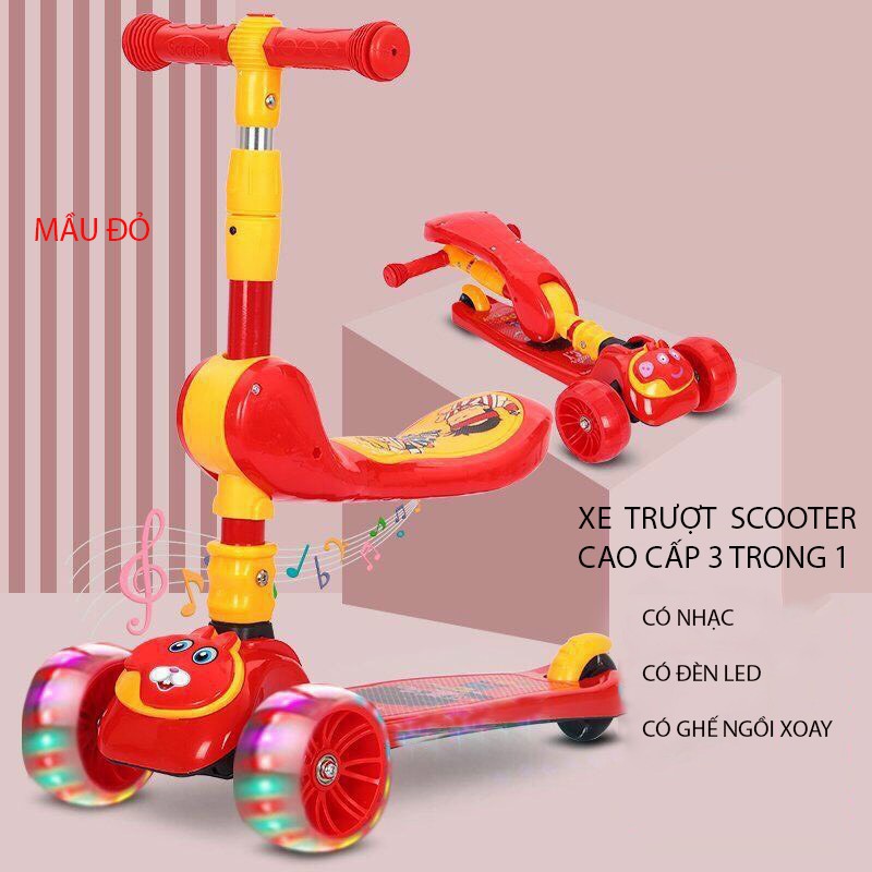 Xe Trượt Scooter Cao Cấp (Có Nhạc, Có Đèn), SCOOTER Cho Bé Cao Cấp.