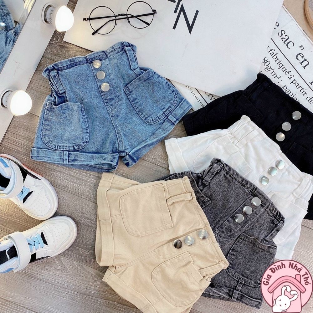(12-30kg) Quần đùi jean bò cho bé gái