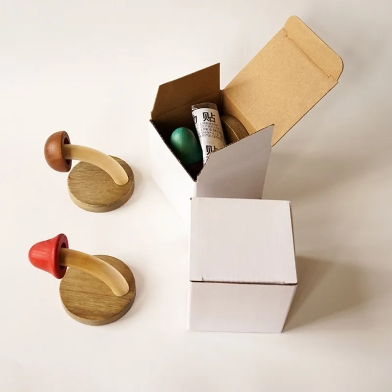Wooden Coat Hooks Hanging Storage Hooks Mushroom Wood Hooks Multipurpose Storage Hooks Wall Mount Coat Hanger Hooks