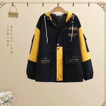 Áo khoác kaki túi hộp nam nữ 2 lớp in WIND dày dặn thời trang