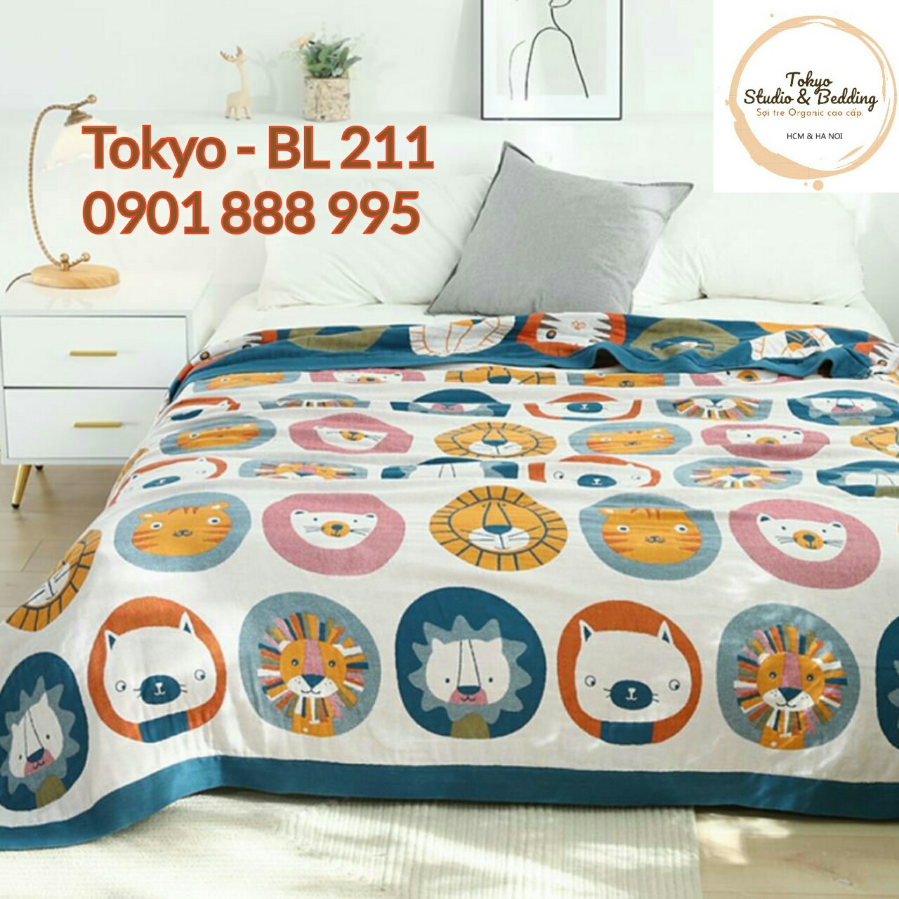 (2)TH Chăn Xô Cotton Sợi Tre Organic cho Bé