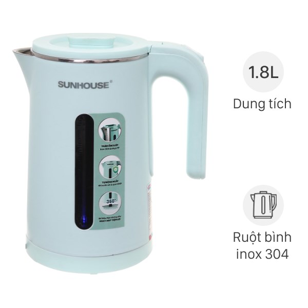 ẤM SIÊU TỐC INOX 2 LỚP 1.8L SUNHOUSE SHD1351