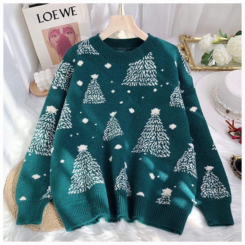 New Year's Red Sweater Women Thicken Christmas Sweater Fashion Japanese Retro Christmas Sweater Top