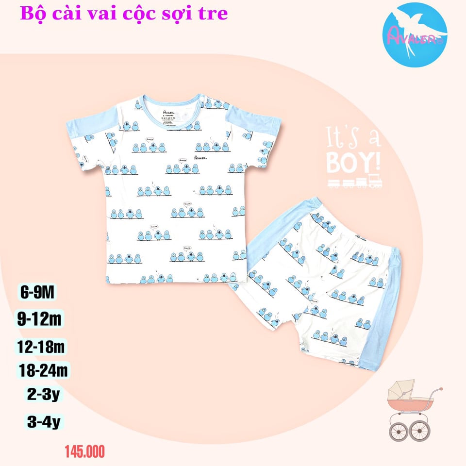 Avaler_ Bộ cộc tay sợi tre siêu đẹp cho bé