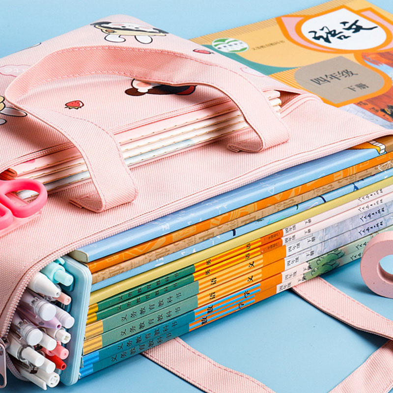ELACCENT elementary school students' load-reducing ridge protection handbag Korean version of large-capacity book bag book storage bag remedial bag