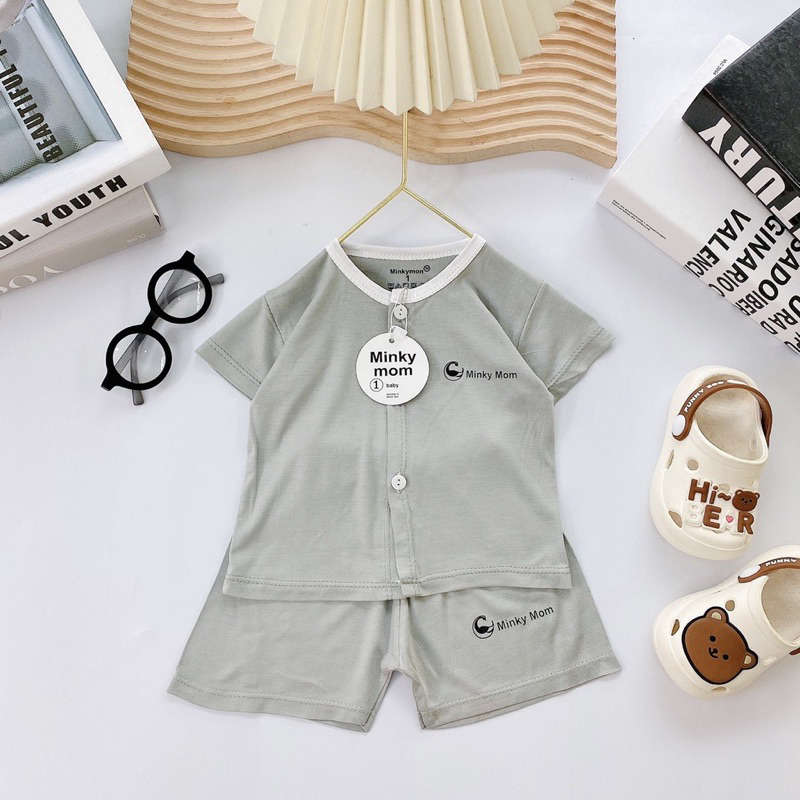 Bộ sơ sinh ngắn tay thun lạnh Minkymom