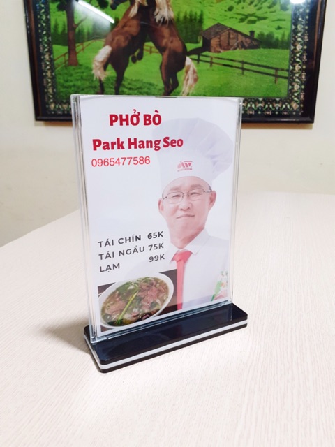 Kệ mica để bàn, menu mica A5, A6, A7 (15 x 21cm) và (10 x 15cm)