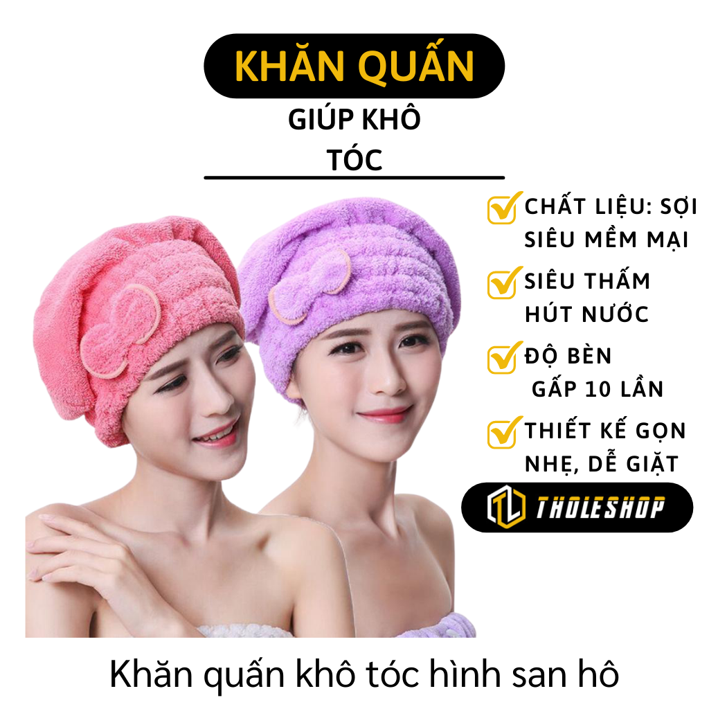 Khăn Quấn Tóc - Mũ Làm Khô Tóc - Nón Trùm Ủ Tóc Nhanh Khô Có Nơ Dễ Thương - Khăn Ủ Tóc Thấm Hút Tốt