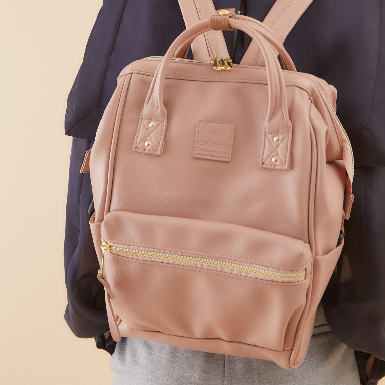 Japan Anello backpack AHB3772 gold bag PU leather travel backpack