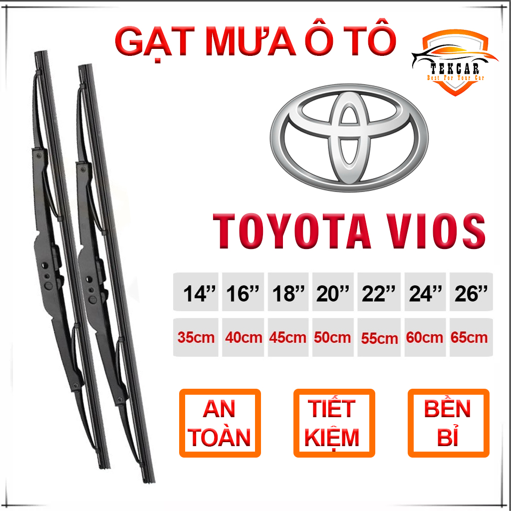 Gạt mưa ô tô xe Toyota Vios cần gạt kính khung xương sắt lưỡi silicon lưỡi