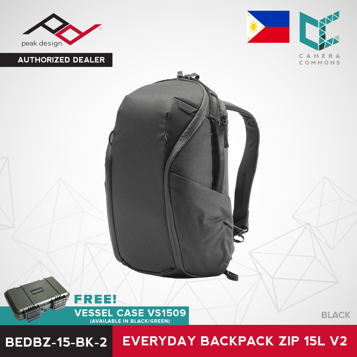 Peak Design Everyday Backpack 15L Zip V3 Noir - Sac à Dos Photo Urbain Minimaliste