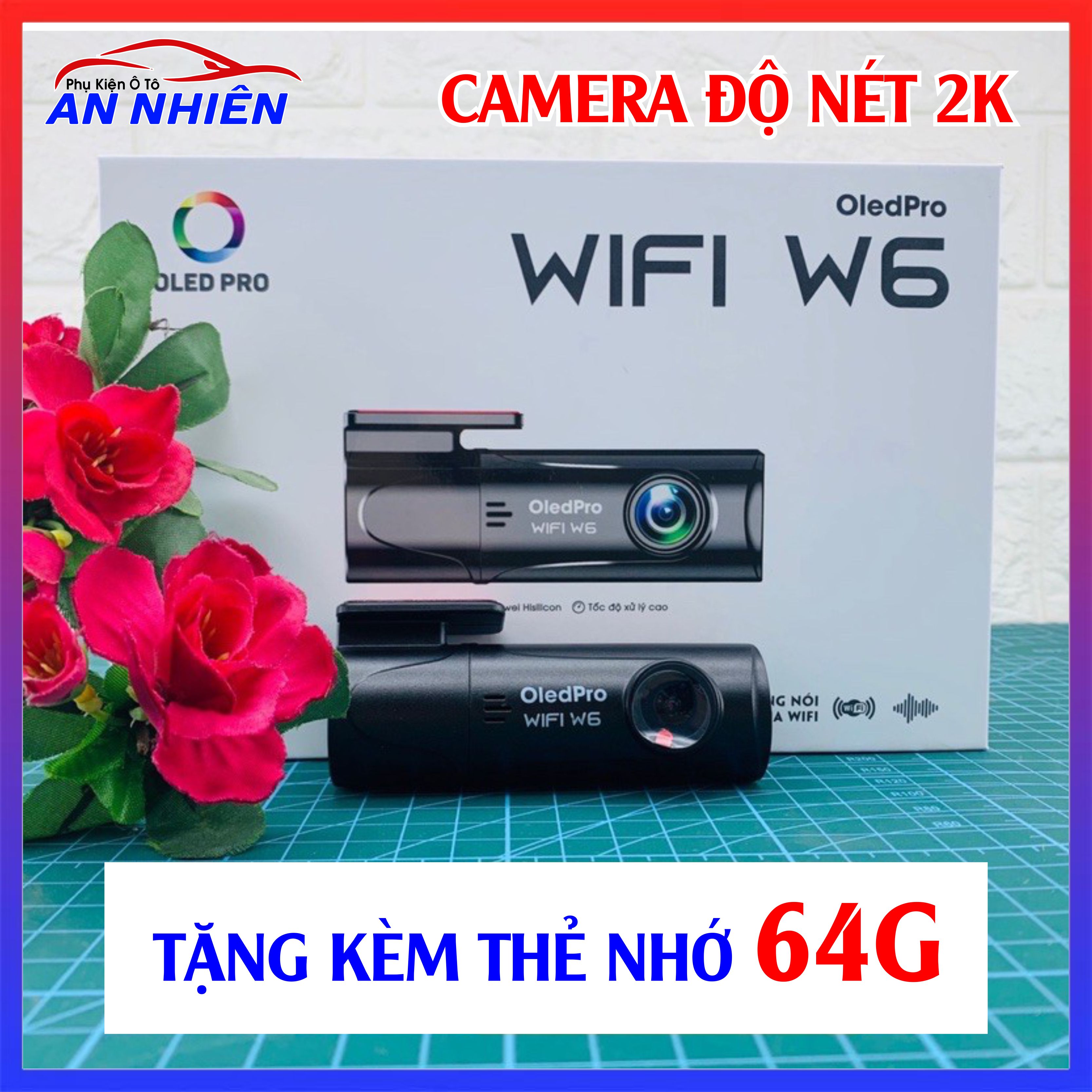 [Kho Hải Phòng] Camera Hành Trình OledPro WiFi W6 - Độ Nét 2K, Kết Nối WiFi Điện Thoại Ghi Hình Full HD 1080P, Camera giá rẻ cho ô tô xe hơi