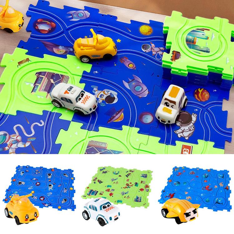 Puzzle car track playset diy assembling rail play set for children battery - ảnh sản phẩm 1