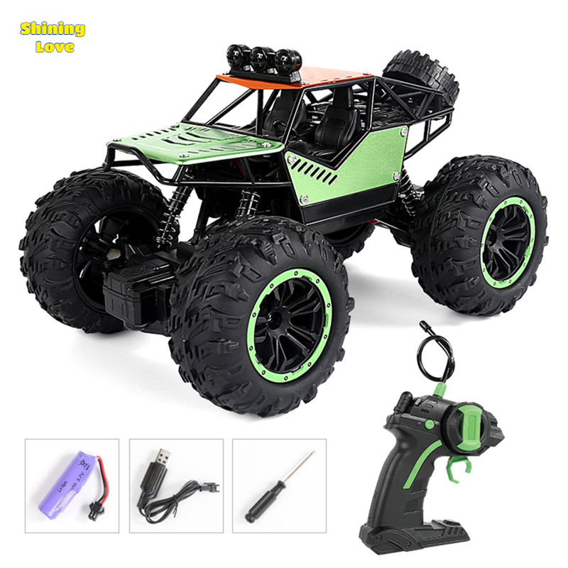ShiningLove C021 RC Car With LED Light 4WD Remote Control Rock Crawler Off Road Vehicle Toys Birthday Christmas Gifts For Boys