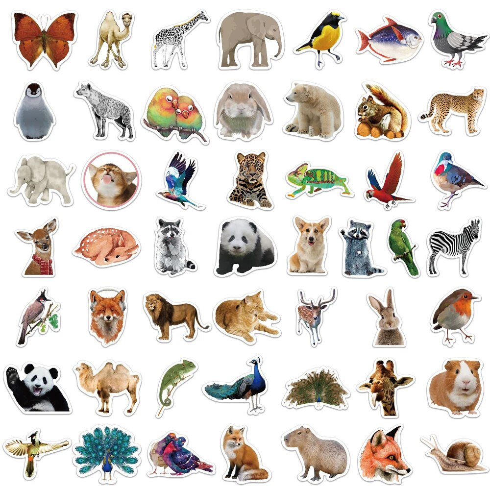Wild Sticker 50 s Jungle Zoo Wild Animal Stickers for Kids Boys Girl Baby Shower ...