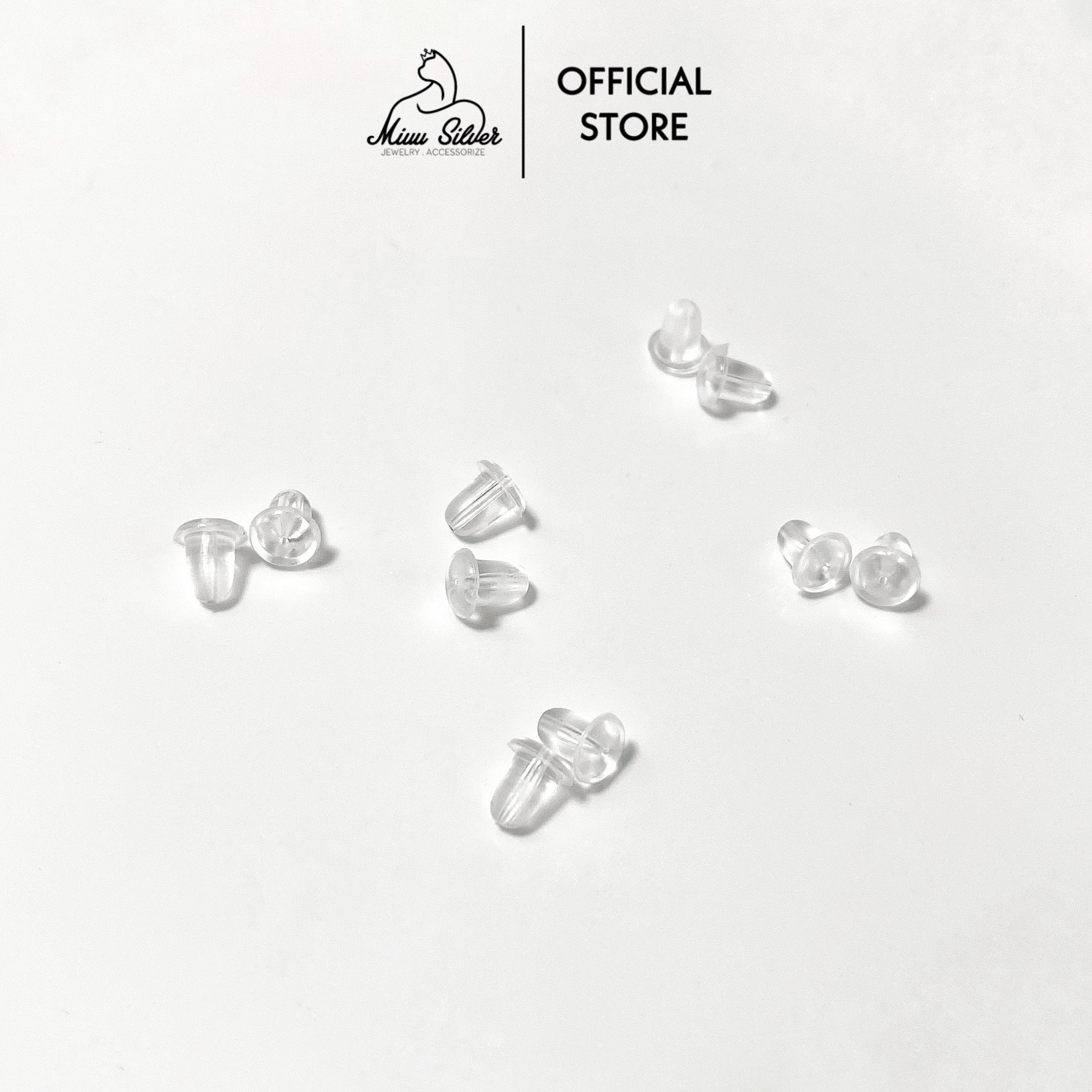 Chốt khuyên tai cao su Miuu Silver