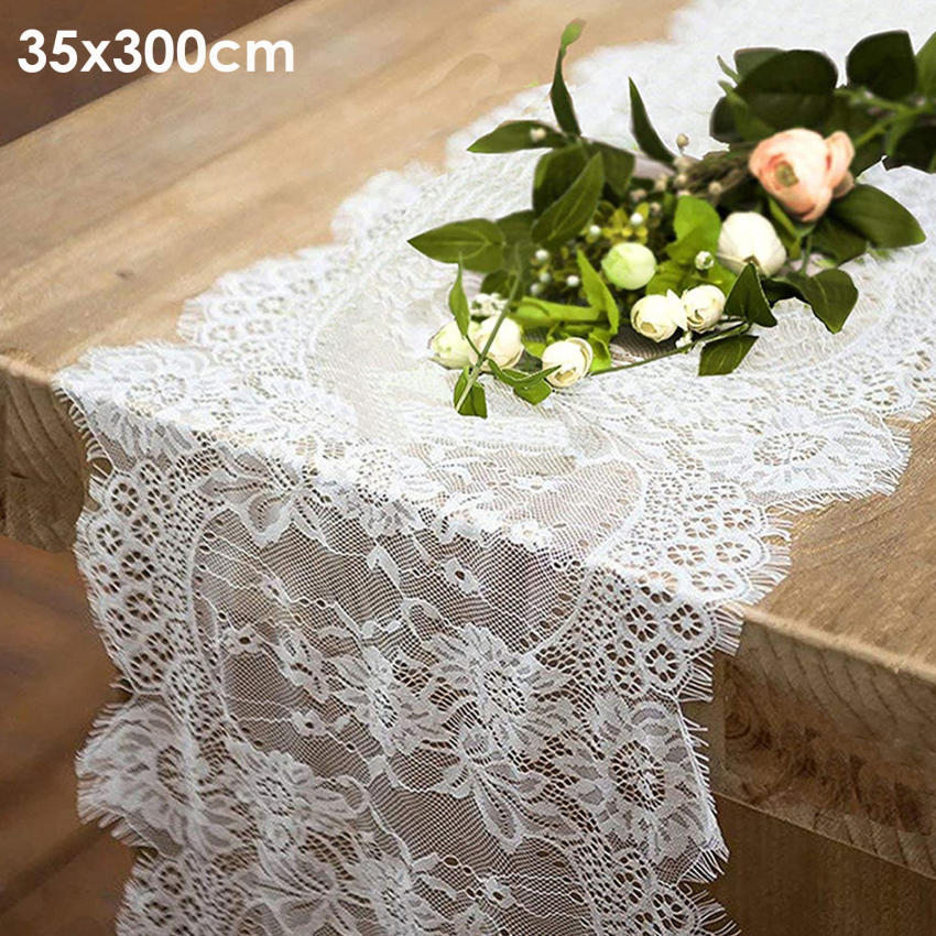 10ft thêu hoa ren bồi bàn cổ điển trắng/đen tiệc cưới trang trí bàn bảng bìa cho tiệc cưới