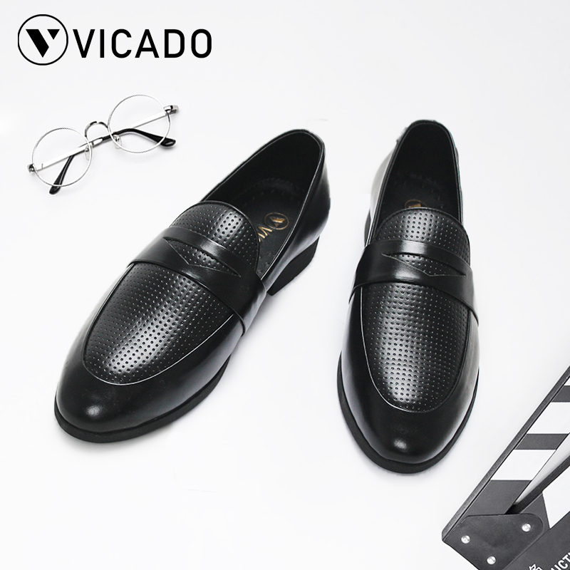 Giày nam da bò công sở Vicado VA1068 màu đen