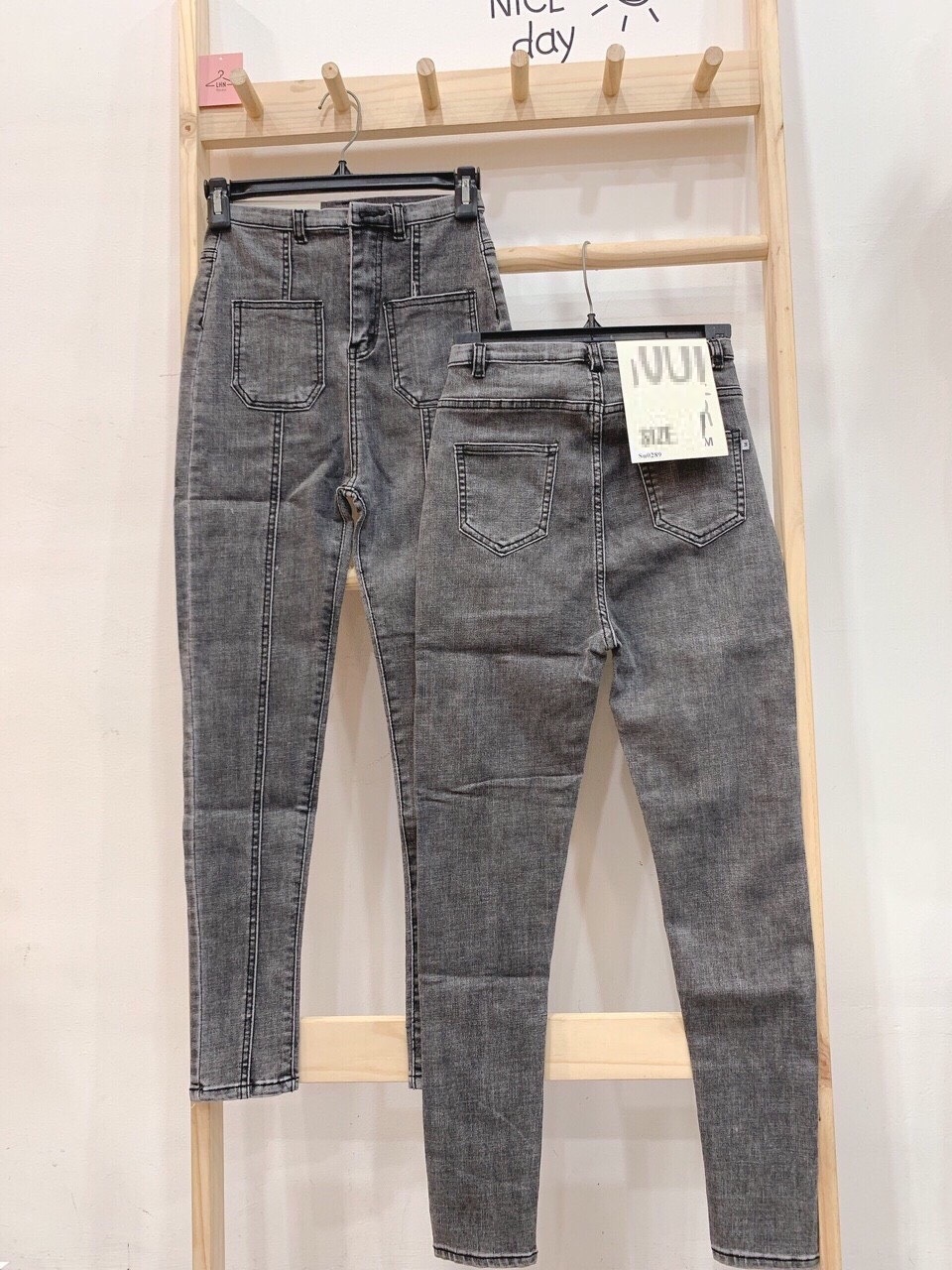 Quần Jean Nữ Lưng Cao 2 Túi Trước 2 sọc giữa túi hot trend chất jean giãn tốt 01-z21