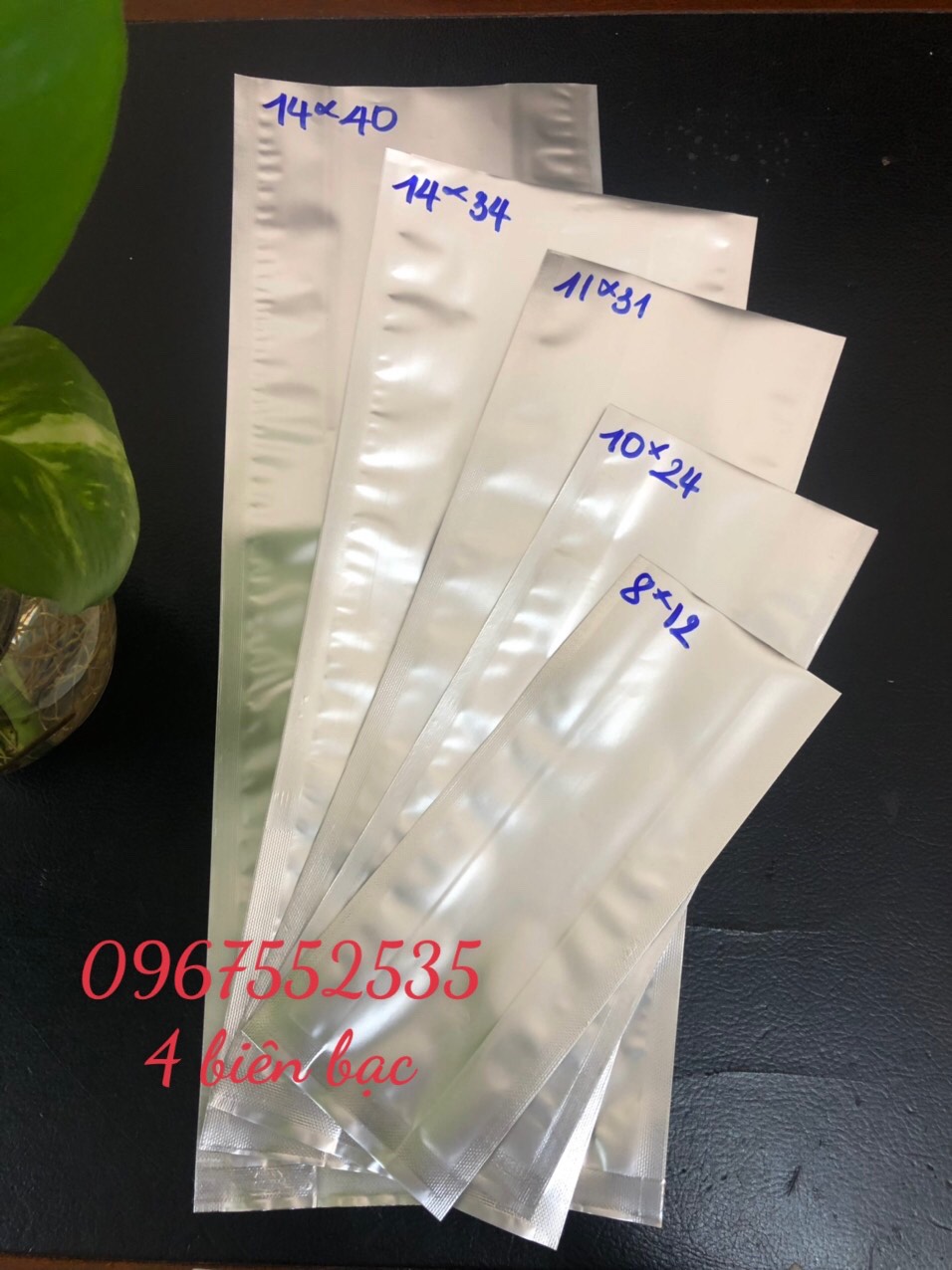 Túi 4 cạnh bạc, 2 biên bạc, đựng trà, cafe, bột...Link 1kg/size