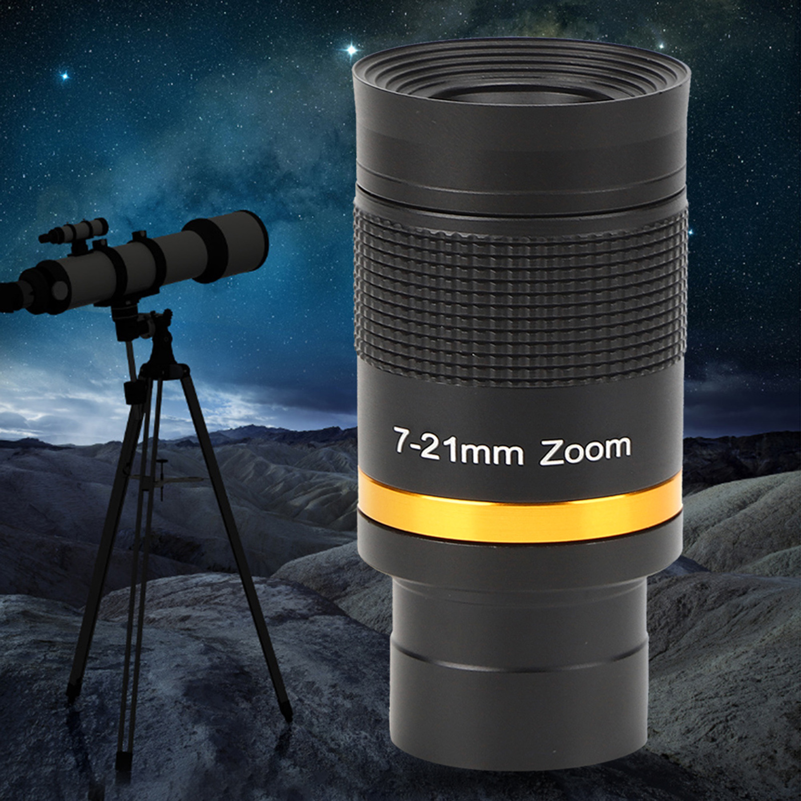 Eyepiece 1.25 Astronomical Telescope 7‑21mm Continuous Zoom Eyepiece Observation 1.25 Inch/31.7 MM Black