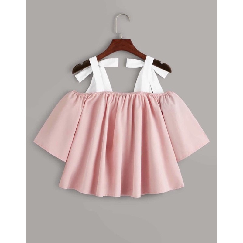 Áo Croptop thắt nơ chất liệu lụa mềm mịn