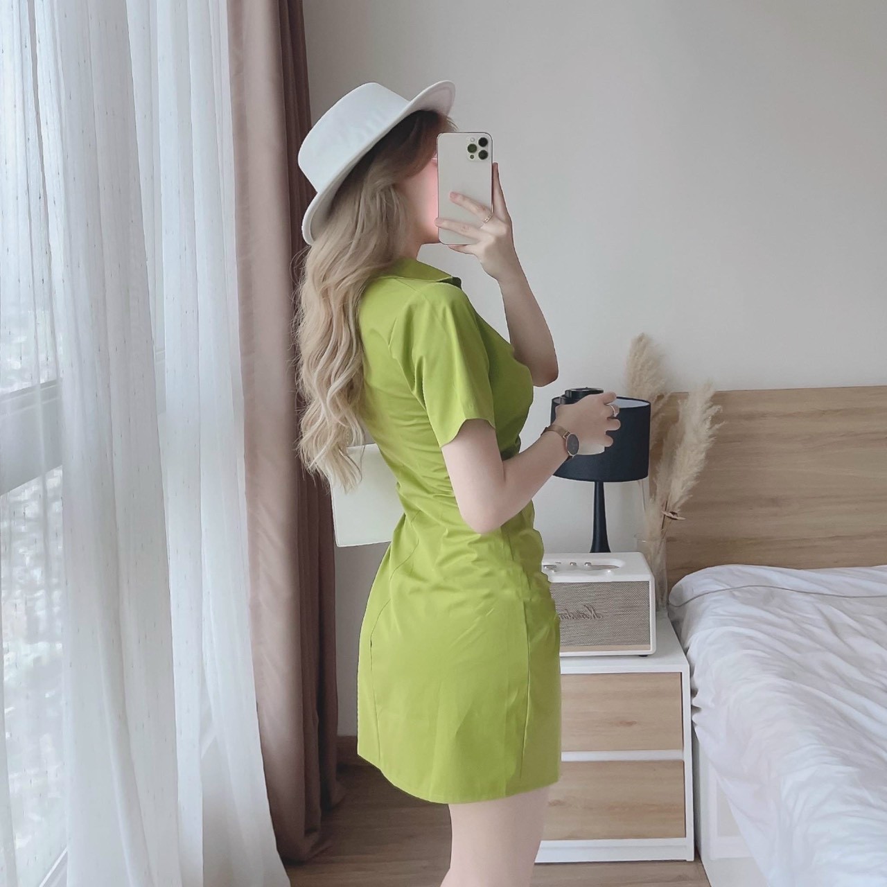 Đầm Đũi Cổ Sơ Mi Cài Nút