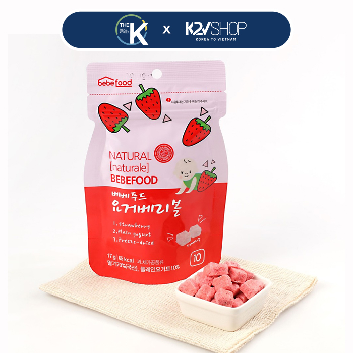 Sữa chua khô hữu cơ ăn dặm cho bé Bebefood Hàn Quốc (vị Dâu)
