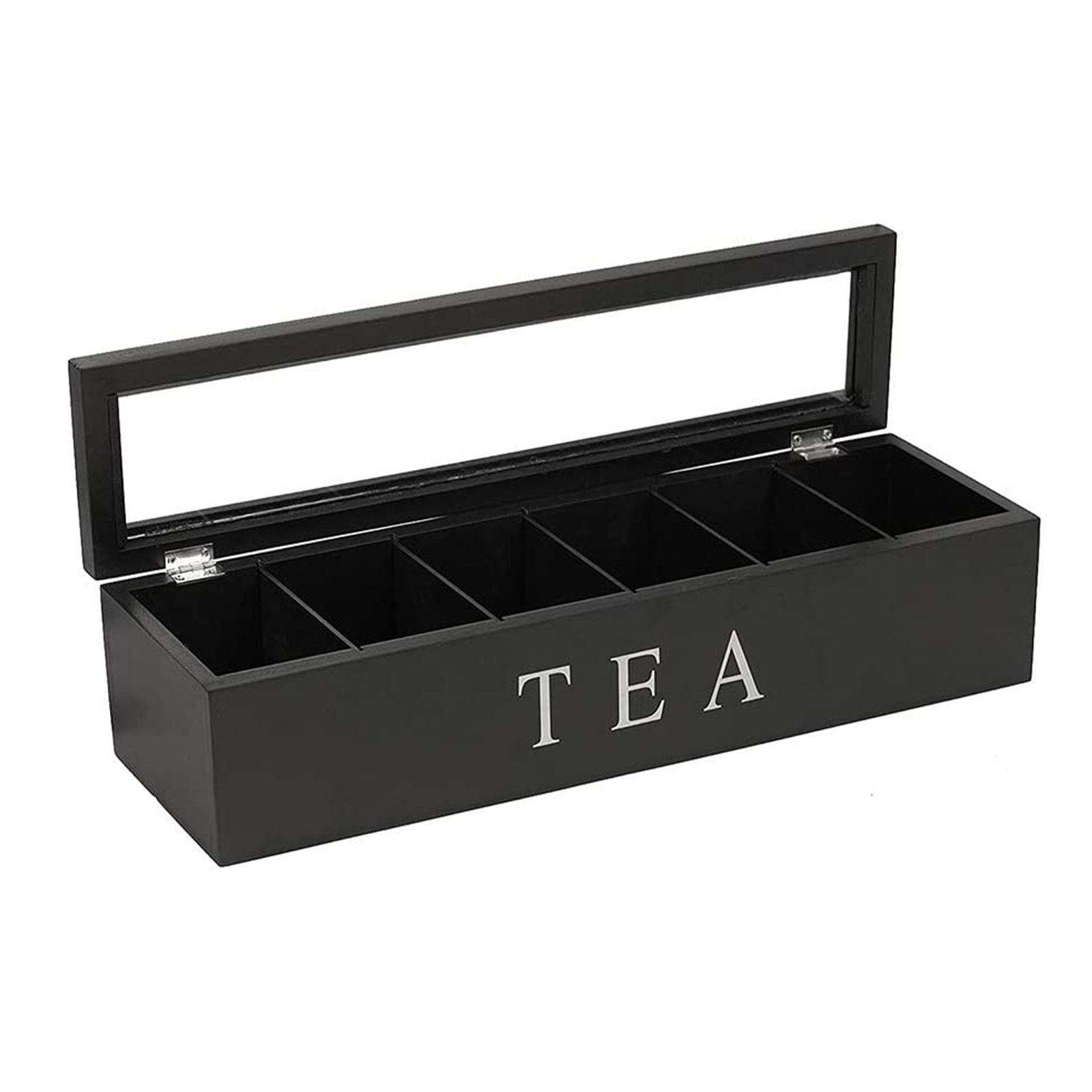 White/Black/Brown Natural Wood Tea Box With Lid Coffee