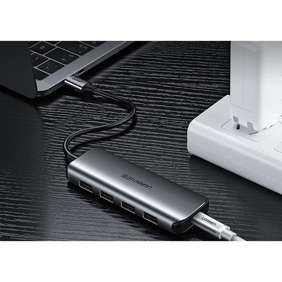 Bộ chia USB Type C ra 4 cổng USB 3.0 Ugreen 50980 có nguồn phụ  - HapuStore