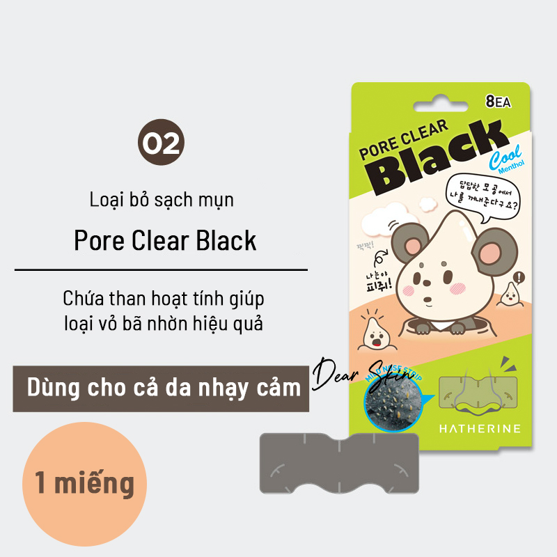 1 MIẾNG _HATHERINE PORE CLEAR NOSE PACK_MIẾNG DÁN LỘT MỤN MŨI