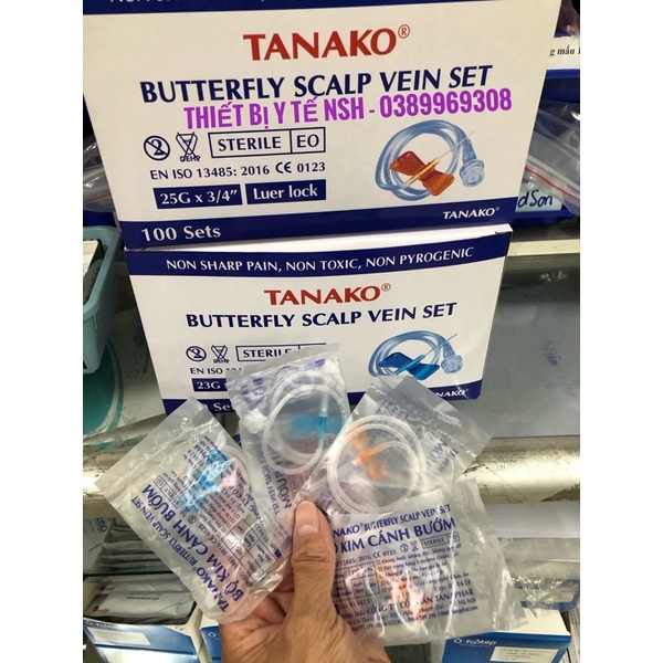 Kim cánh bướm 23g 25g tanako, kim truyền tĩnh mạch cánh bướm 23g,25g trẻ em,người lớn tanako của tanaphar