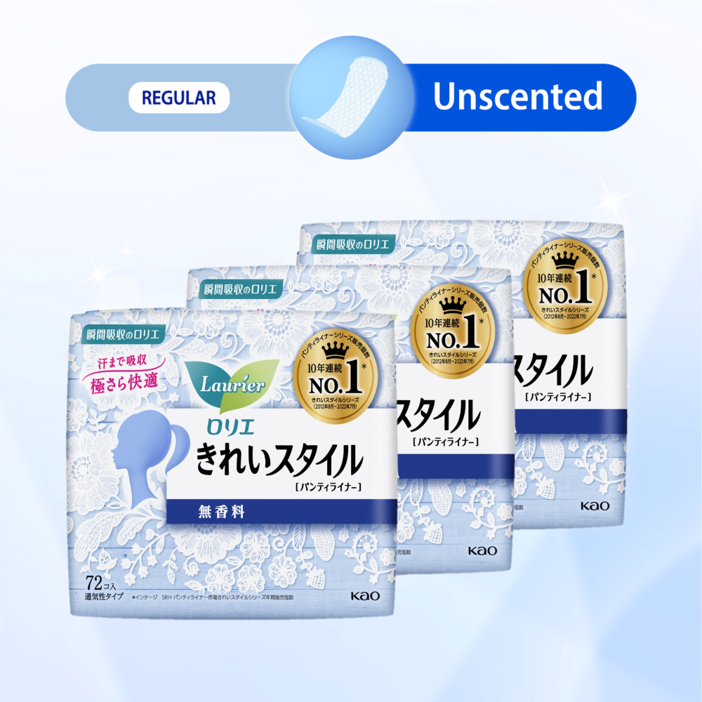 Laurier Pantyliner Active Fit Unscented (Made in Japan) 72s Triple