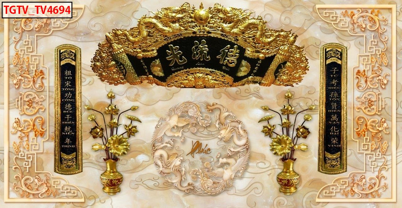 Tranh dán tường phòng thờ chữ phúc TPT02
