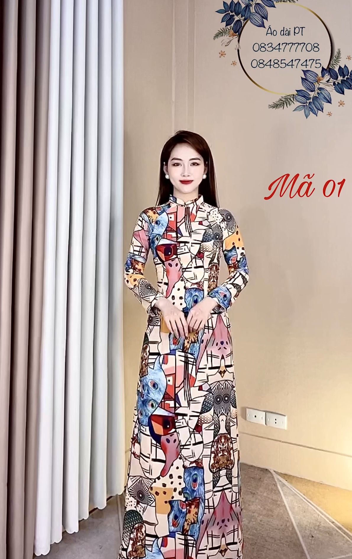 Áo Dài Truyền Thống Lụa 3D THỔ CẨM  Siêu Xinh