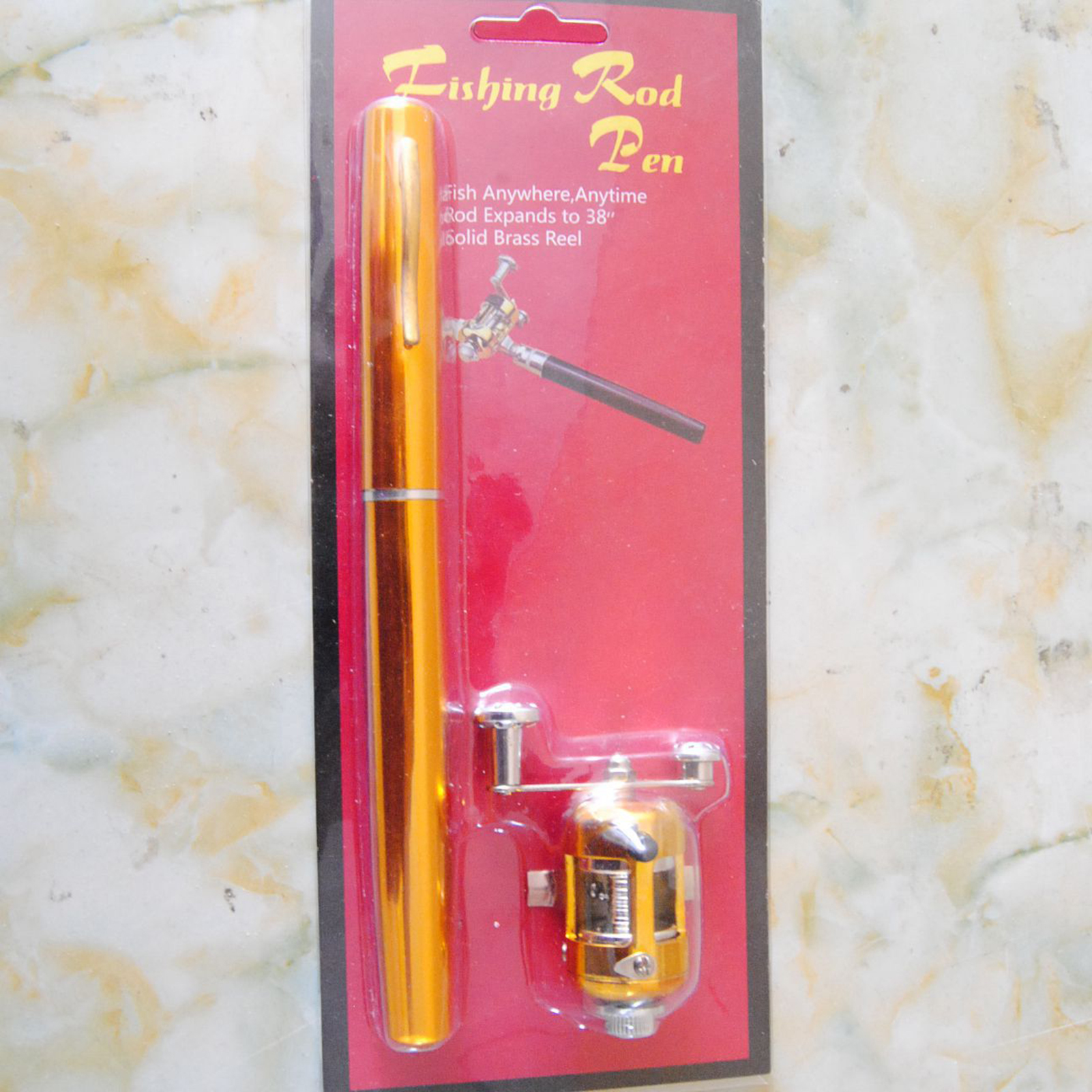 KDQS Telescopic Fishing Rod Pole Pen Novel Shape Folded Fishing Rod with  Reel Wheel for Friend Family Kids Gift