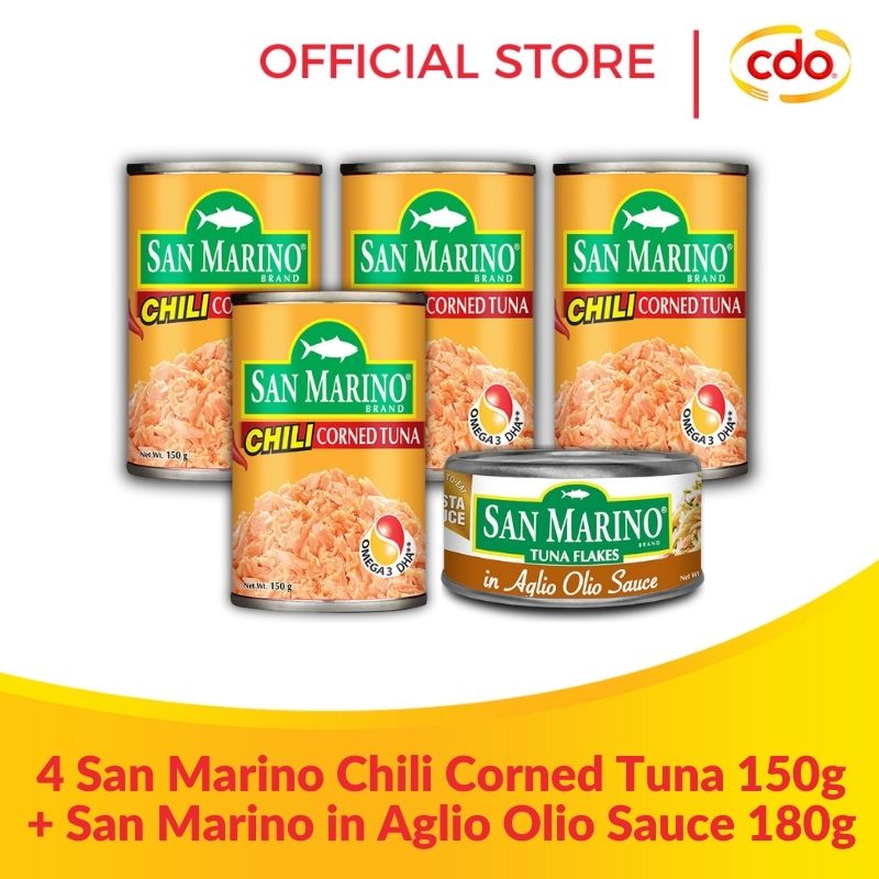 (4PCS) SAN MARINO Chili Corned Tuna 150g + (1PC) SAN MARINO in Aglio