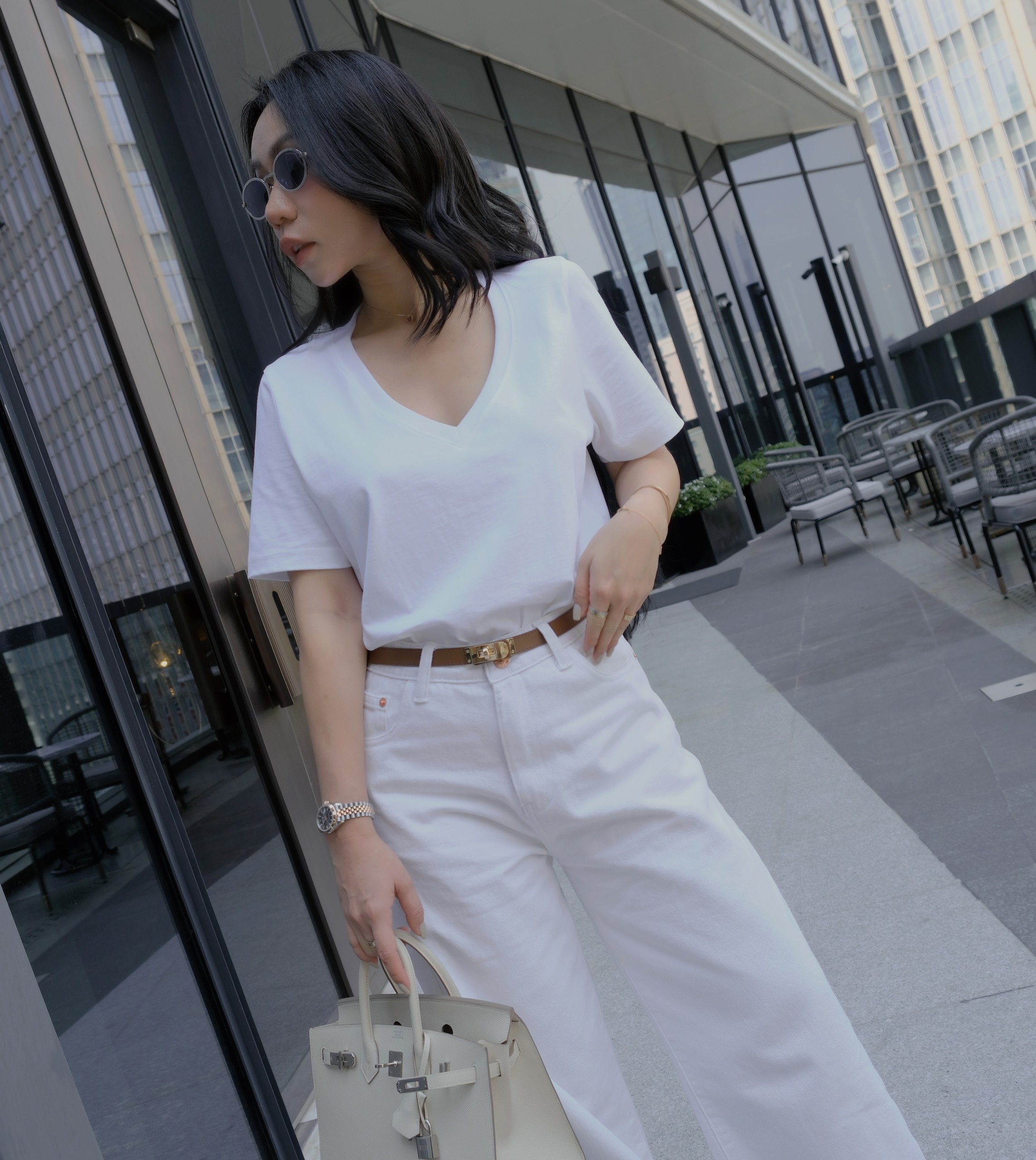 Áo thun tay ngắn cổ tim BASIC HARI TOP
