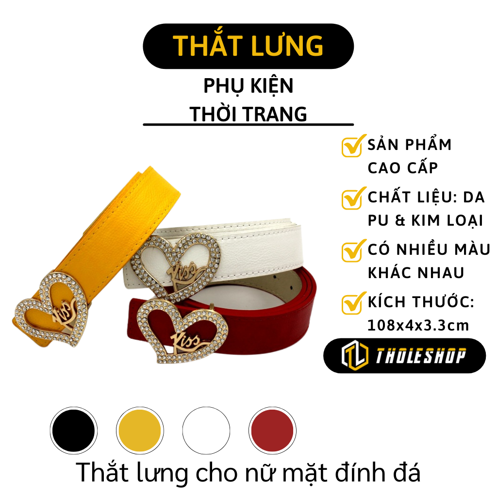 Dây Nịt Nữ - Thắt Lưng Thời Trang Mặt Trái Tim Cho Nữ - Dây Thắt Lưng Đính Đá Chữ Love