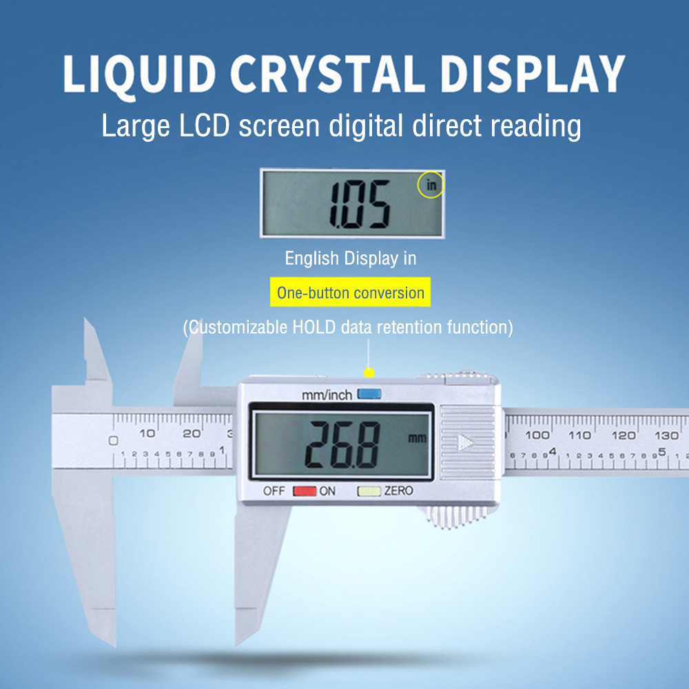 diymore thước Cặp dụng cụ đo thước kỹ thuật số 150mm thước vi lượng kỹ thuật số không thấm nước dễ dàng chuyển đổi từ inch đến mm