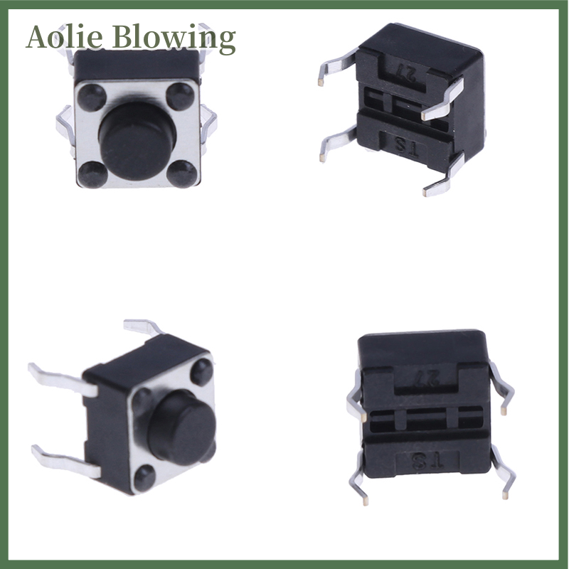 Aolie 20 chiếc công tắc bấm dạng đẩy xúc giác tạm thời siêu nhỏ 6x6x5mm 4 chân tắt