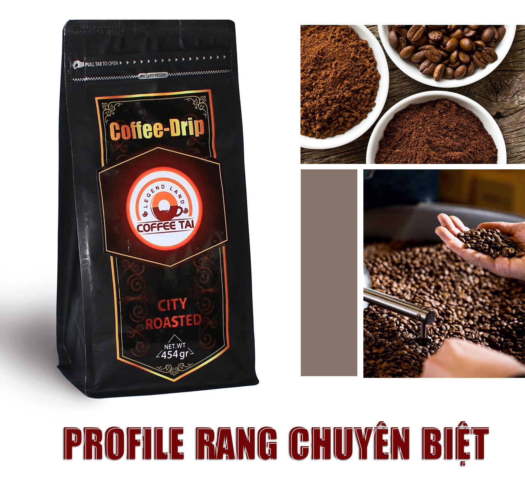Cà phê rang xay nguyên chất COFFEETAI 500gr cà phê coffee - drip cafe nguyên chất mộc sạch rang xay bằng công nghê hot air đậm vị thơm nồng đắng dịu pha coffee đá và sữa đều ngon
