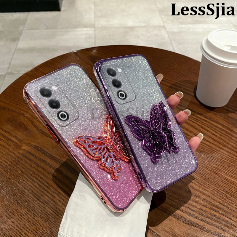 Phone cover OPPO A5i Pro Back case with Cute Butterfly Stand Luxury Slim Gradient Clear Plating Glitter Girls For OPPO A5i Pro Phone cases.