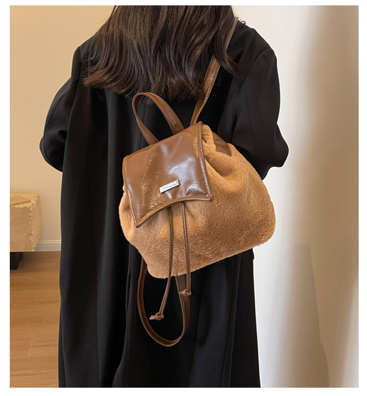 C&K Hairy mini backpack Korean chic trend texture women's backpack plush bag