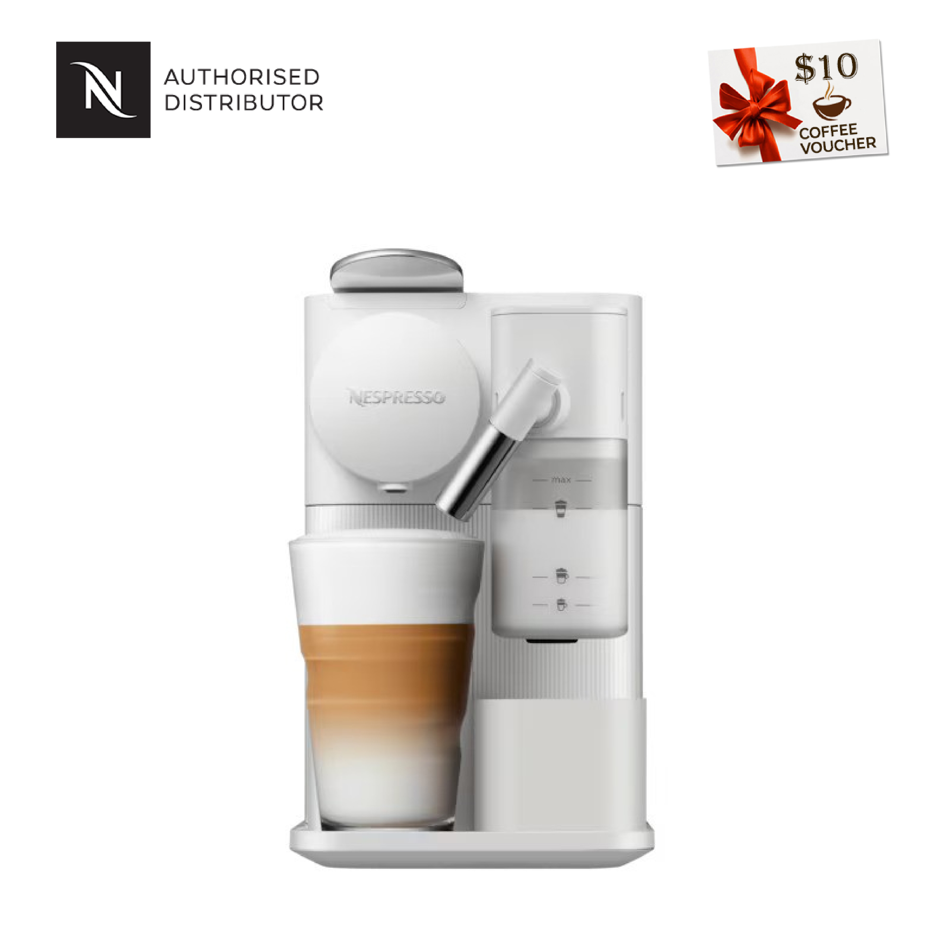 Nespresso Lattissima One Coffee Machine (Silky White) (FOC $10