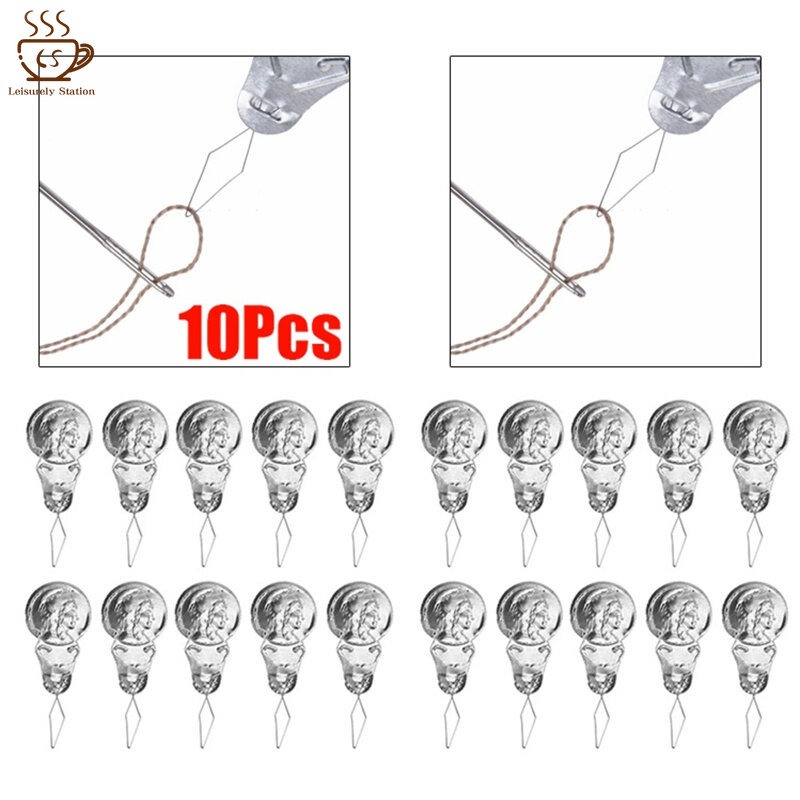 5/10 chiếc dụng cụ may mặc xỏ kim khâu bằng hợp kim nhôm tự làm