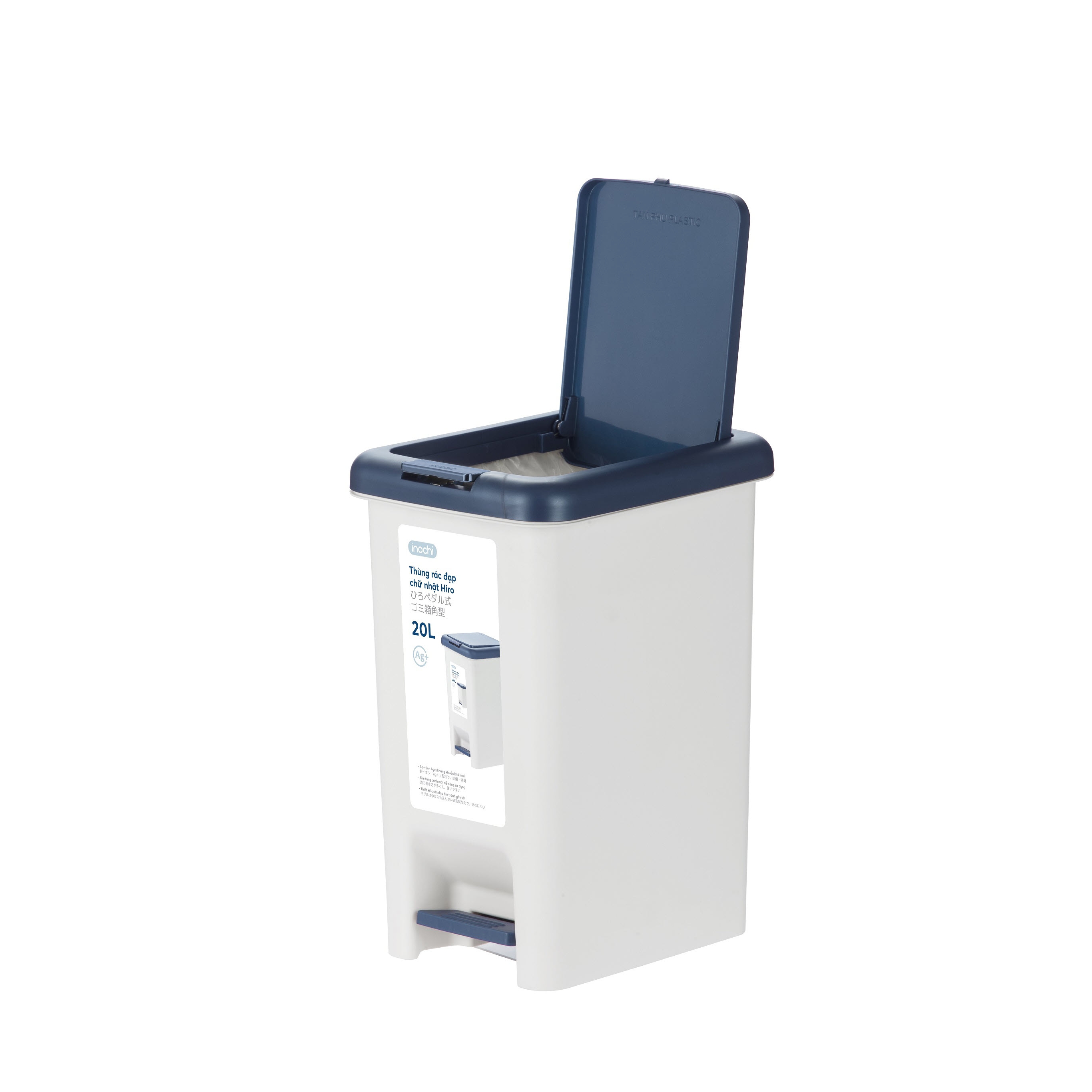 Thùng rác đạp chữ nhật Inochi Hiro (10L-15L-20L-30L)