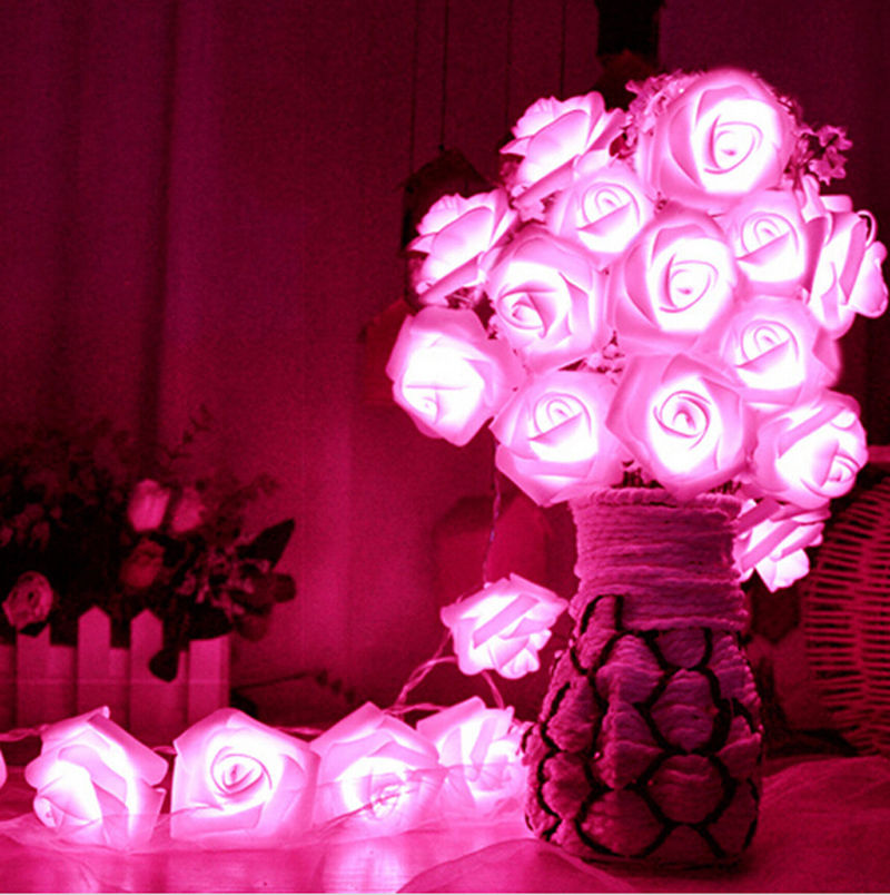 1Pc 2.5M 20LED Rose Light Romantic String Lights Wedding Room Lantern String Lamps. 