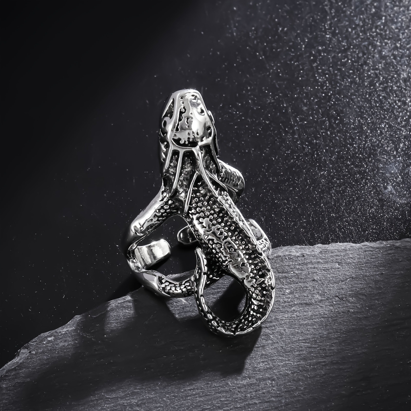 Sale】Cafe TEMU Exaggerated Retro Lizard Ring Opening Adjustable Trendy ...