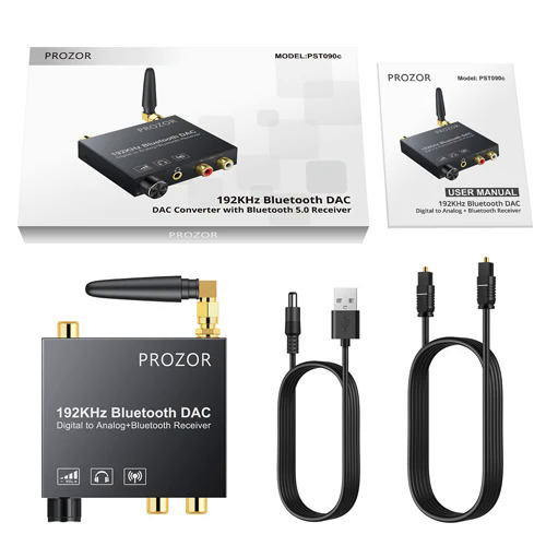 Prozor 192kHz DAC chuyển đổi Bluetooth tương thích Receiver điều khiển âm lượng kỹ thuật số quang Đồng trục Toslink để og Bộ chuyển đổi âm thanh